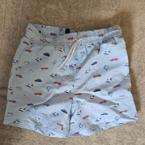 Janie and Jack Blue Travel Print Swim Shorts 7